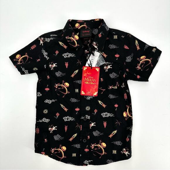 Boxlunch Other - Mulan short sleeve button down shirt in black Size 4T